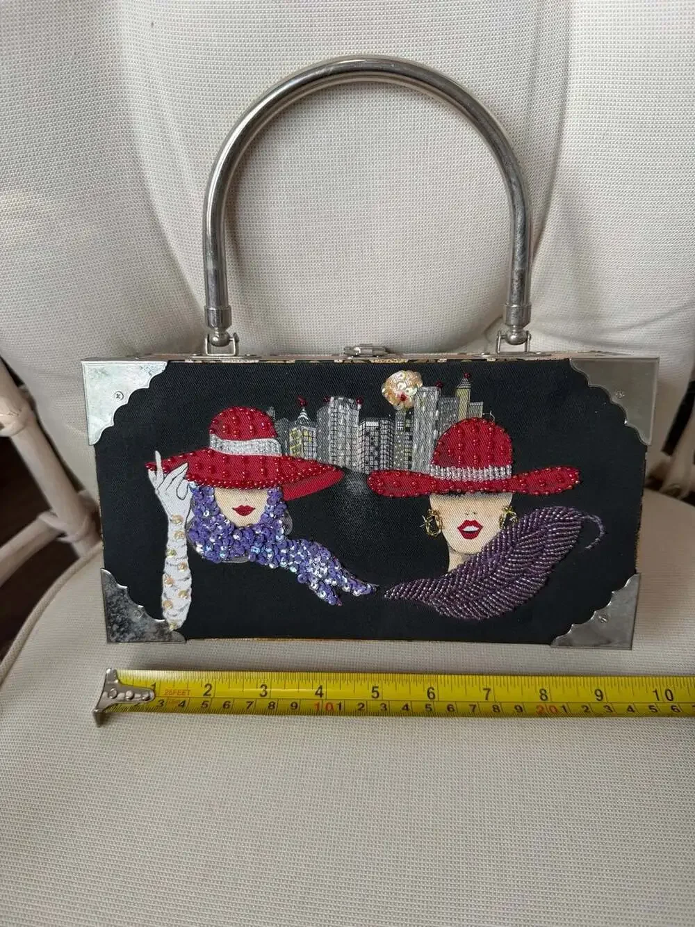 Braciano Fine Cigars Upcycled Cigar Box Purse Clutch Beaded Red Hat Uptown Women